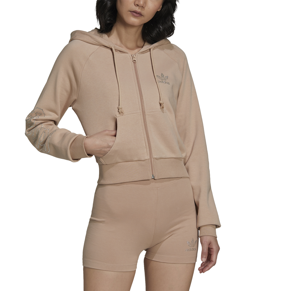 ADIDAS originals felpa con cappuccio logo strass beige donna - Acquista  online su Sportland