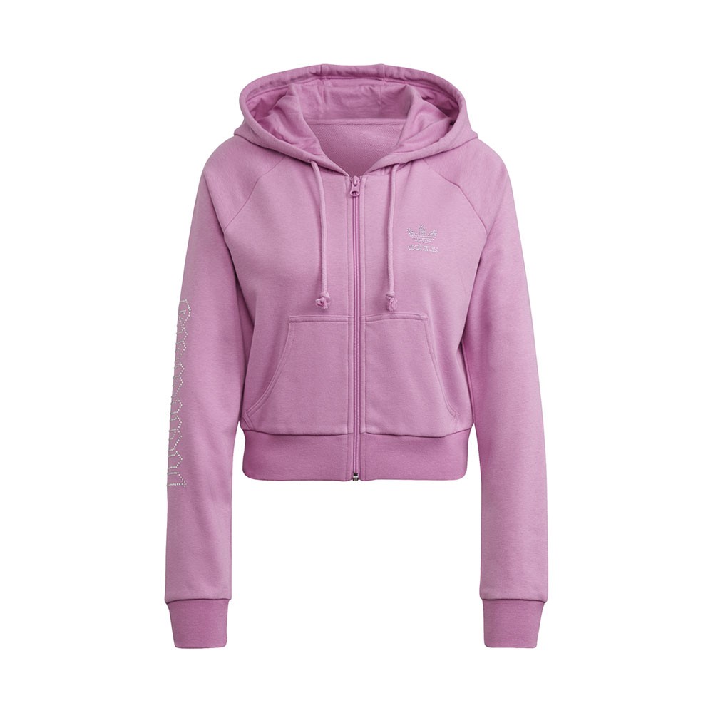 ADIDAS originals felpa con cappuccio logo strass rosa donna 38