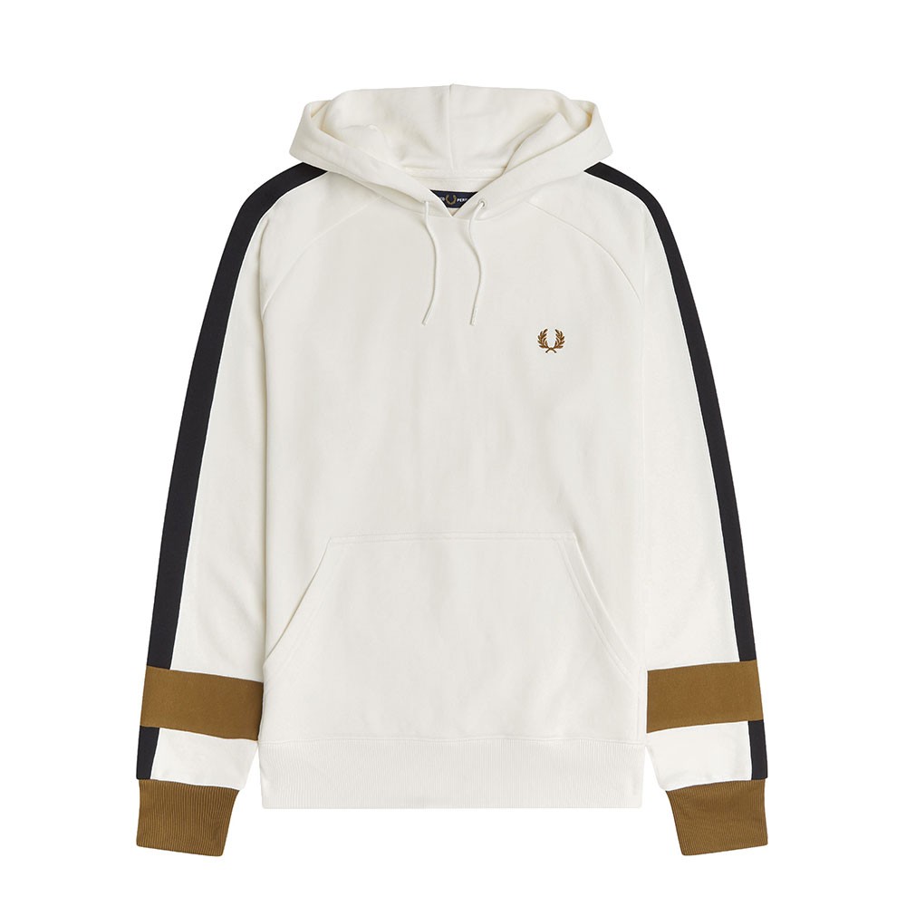 Image of Fred Perry Felpa Con Cappuccio Maniche Bicolore Bianco Uomo L