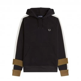 Fred Perry Felpa Con Cappuccio Maniche Bicolore Nero Uomo