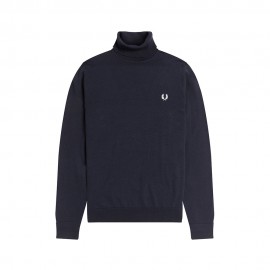 Fred Perry Maglia Maniche Lunghe Dolcevita Logo Blu Uomo