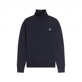 Fred Perry Maglia Maniche Lunghe Dolcevita Logo Blu Uomo