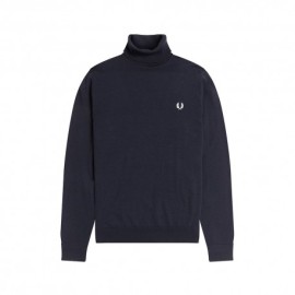 Fred Perry Maglia Maniche Lunghe Dolcevita Logo Blu Uomo