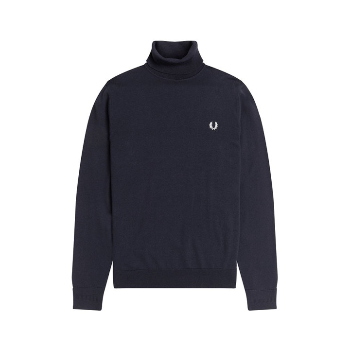 Fred Perry Maglia Maniche Lunghe Dolcevita Logo Blu Uomo