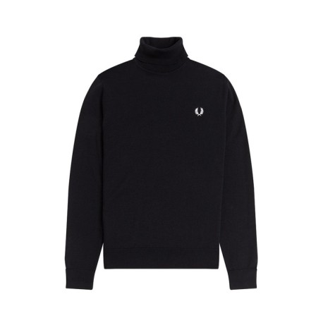 Fred Perry Maglia Maniche Lunghe Dolcevita Logo Nero Uomo