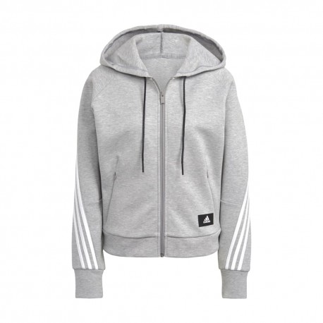 Adidas Felpa Zip Con Cappuccio Grigio Donna