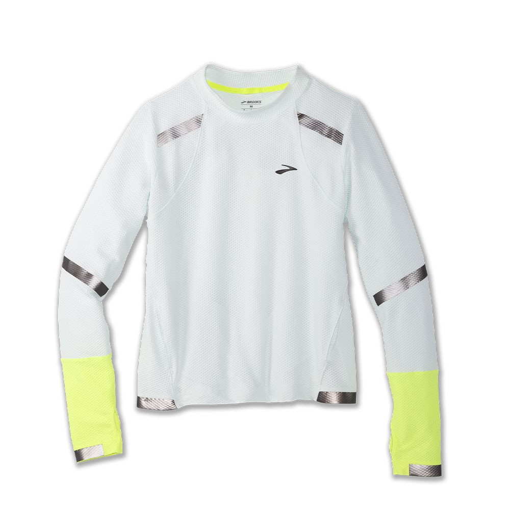 brooks maglia running ml carbonite icy grigio nightlife s donna