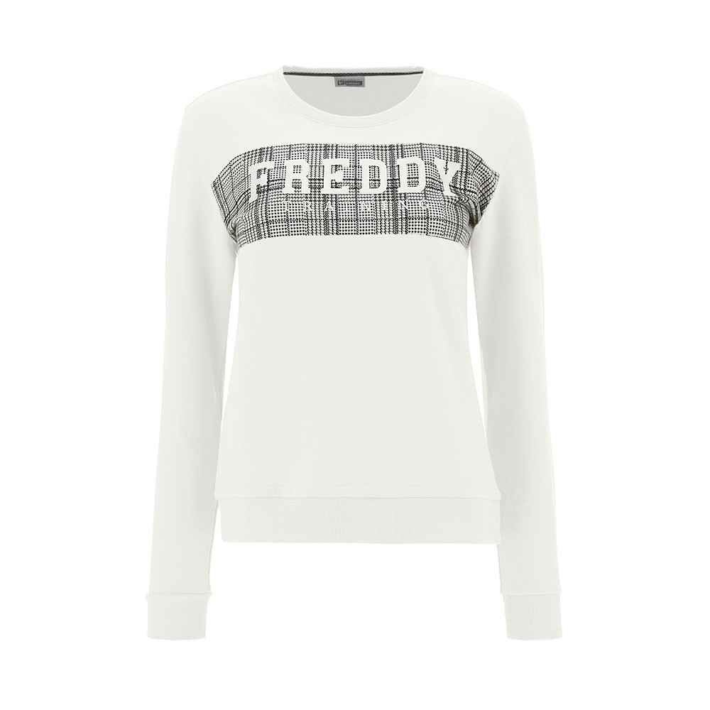 Freddy Felpa Girocollo Logo Check Bianco Donna XS