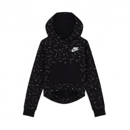 Nike Felpa Con Cappuccio Nero Bambina